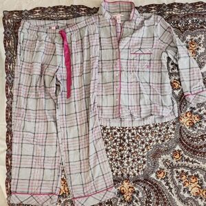 Victoria's Secret Kids Plaid Pajama Set with Pink Highlights